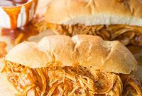 Hearty Slow Cooker Italian BBQ Pulled Chicken Sandwiches