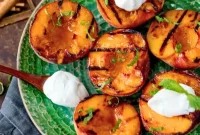 Smoky Sweet Grilled Peaches with Cinnamon Caramel Glaze