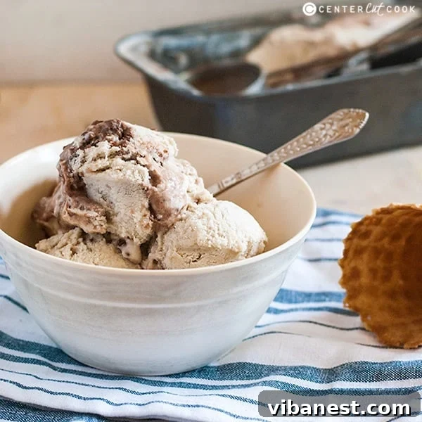 Nutella banana ice cream close up