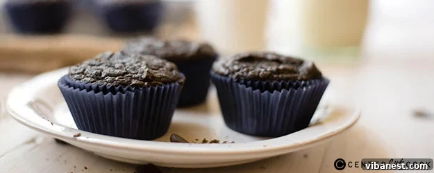 Delicious gluten-free double chocolate muffins with chocolate chips