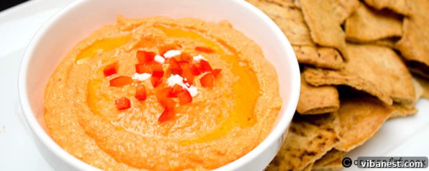 Vibrant Red Pepper Feta Dip served in a bowl, ready to be enjoyed