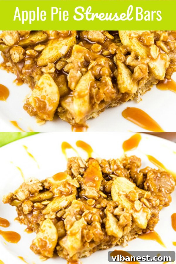 Apple-Pie-Streusel-Bars-Baked Close-up of baked Apple Pie Streusel Bars, showing the golden streusel topping and bubbling apple filling beneath