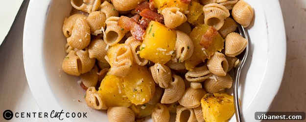 pasta with acorn squash bacon 1