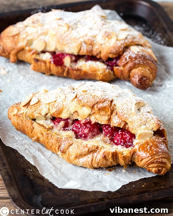 raspberry-frangipane-stuffed-croissants-3.jpg Raspberry Frangipane Stuffed Croissants, golden brown and glistening with powdered sugar.