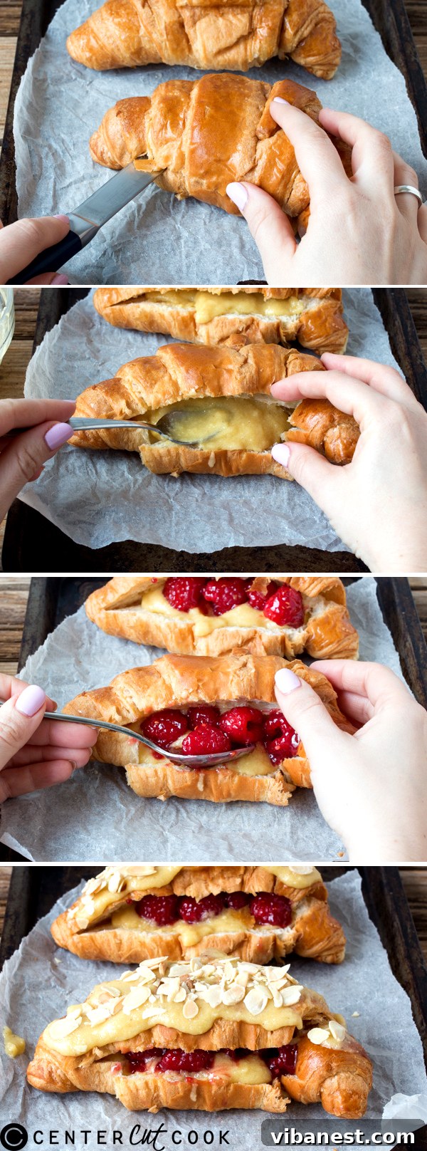 raspberry-frangipane-stuffed-croissants-2.jpg Fresh raspberries being mixed with jelly and cornstarch for the croissant filling.