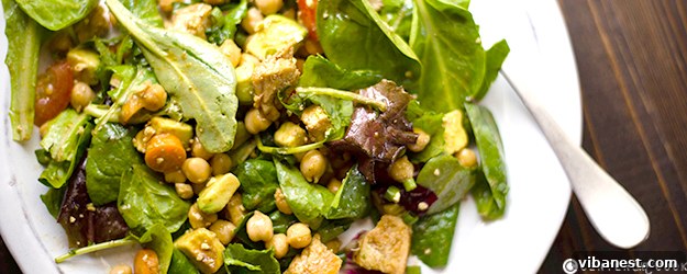 Balsamic Chicken Salad with homemade dressing, featuring fresh greens and grilled chicken