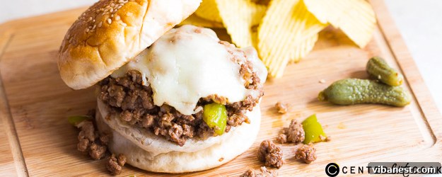 Delicious Philly Cheesesteak Sloppy Joes served on toasted buns