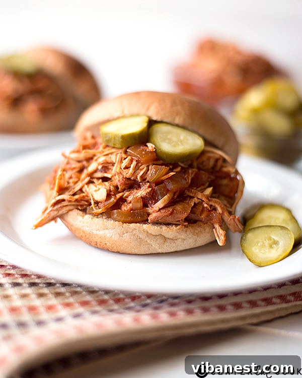 Close-up of Skinny Chicken Sloppy Joes Close-up of freshly cooked Slow Cooker Skinny Chicken Sloppy Joes