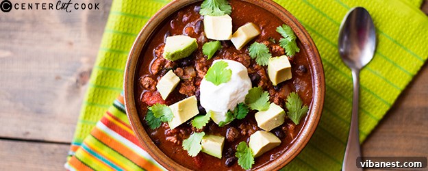 Delicious and healthy taco soup in a bowl, ready to be served