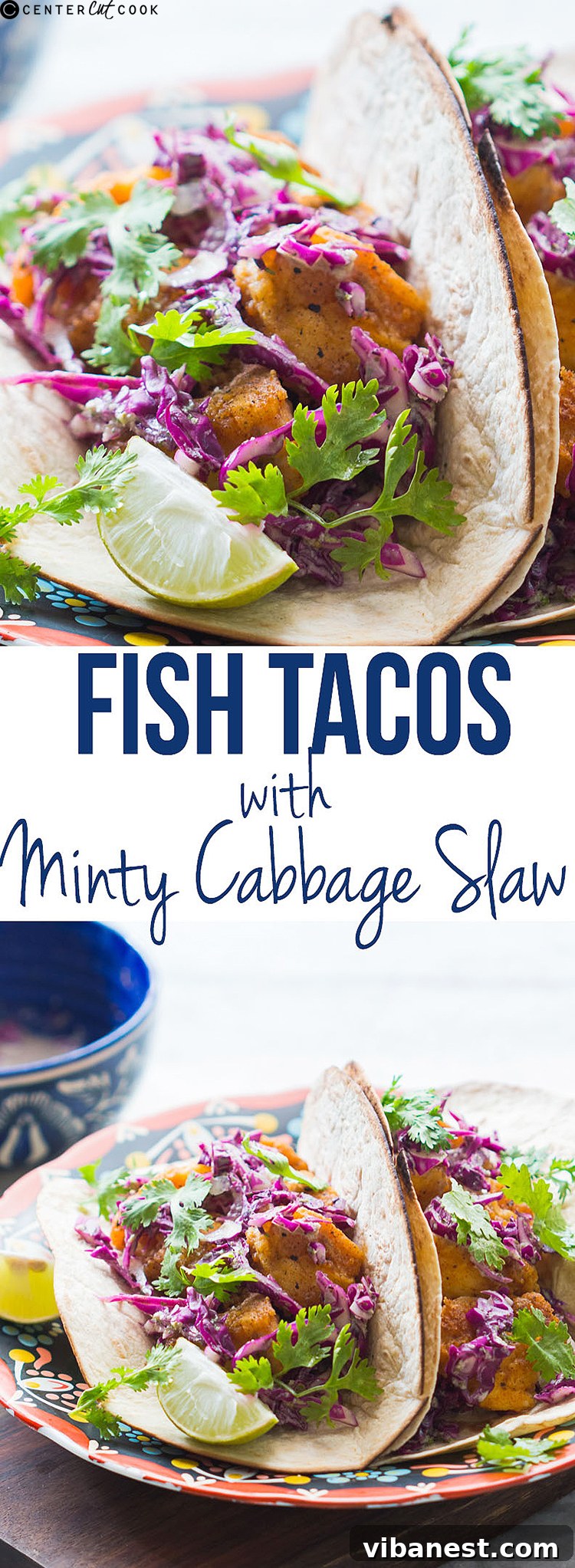 fish tacos minty yogurt red cabbage slaw pin