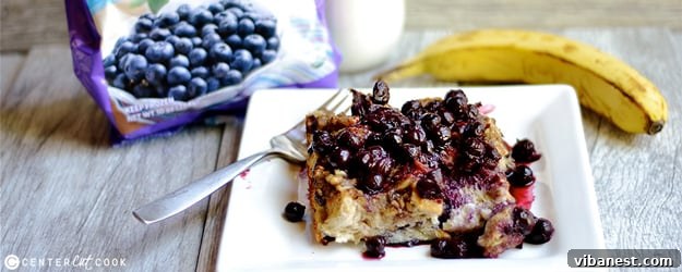 Delicious Overnight Blueberry Banana French Toast, perfect for a spring brunch