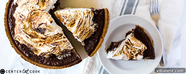Decadent S'mores Pie, ready to be served