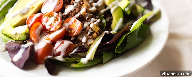 Delicious and healthy taco salad with fresh ingredients