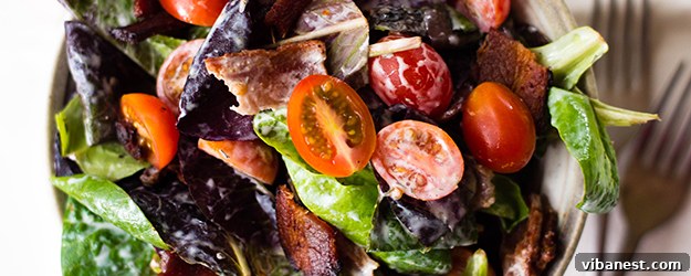 delicious BLT salad with crispy bacon and fresh vegetables