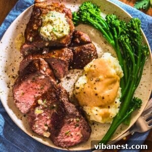grilled steak with compound butter