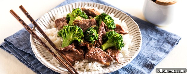 Delicious slow cooker beef and broccoli served with rice