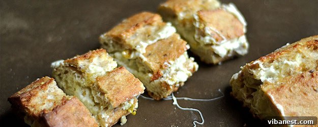 Irresistible Artichoke Dip Stuffed Garlic Bread - Top View