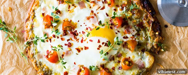 Delicious Bacon Egg Breakfast Pizza Fresh from the Oven