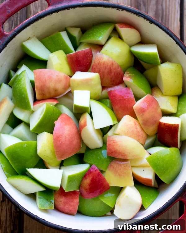 Stovetop Apple Butter Made Simple 4 Chopped apples ready for cooking