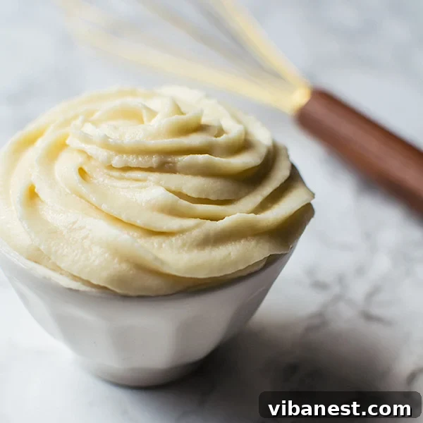Finished Homemade Vanilla Frosting in a bowl