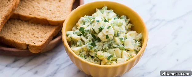 Delicious and creamy egg salad prepared with fresh ingredients