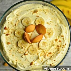 Golden Banana Dream 6 Classic no-bake banana pudding with vanilla wafers in a trifle bowl