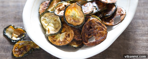 Crispy Baked Zucchini Chips, a perfect healthy snack alternative