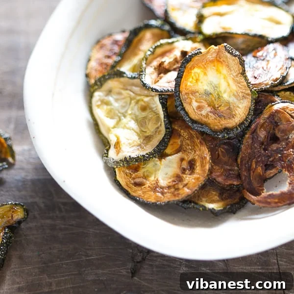 Recipe card image of baked zucchini chips