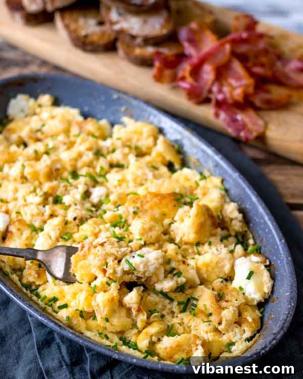 baked-scrambled-eggs-2.jpg Fluffy baked scrambled eggs for two in a small dish