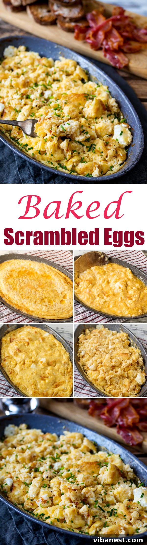 Baked scrambled eggs recipe pin image