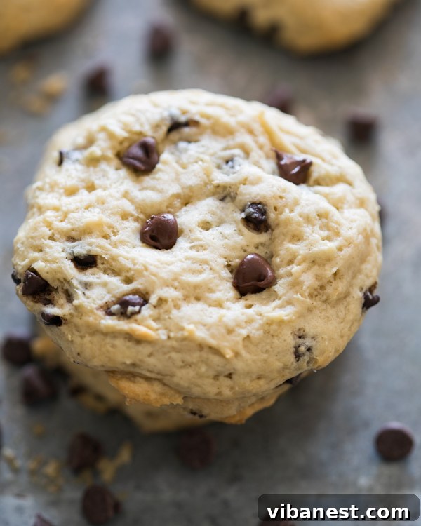 banana-bread-cookies-3.jpg Stacked banana bread cookies showing their soft interior