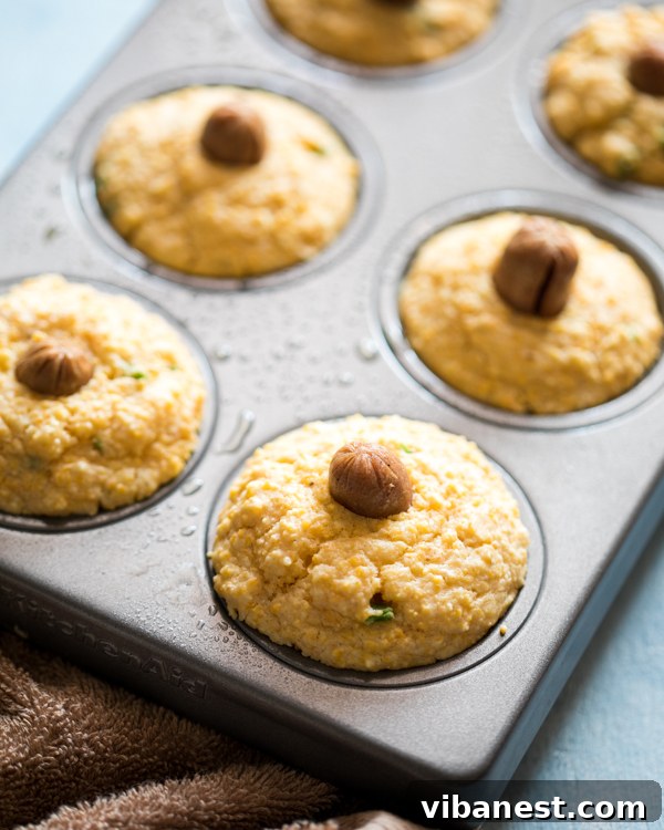 Close-up of baked corn dog muffins