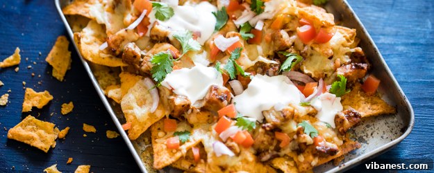 Delicious Baked BBQ Chicken Nachos ready to be served
