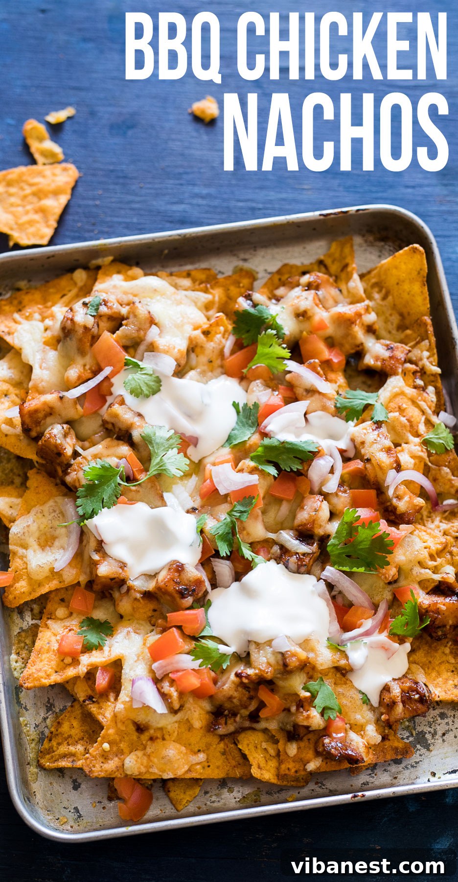 Pin this recipe for Baked BBQ Chicken Nachos on Pinterest