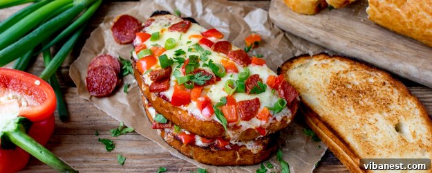 Delicious Pepperoni Pizza Grilled Cheese sandwich ready to eat
