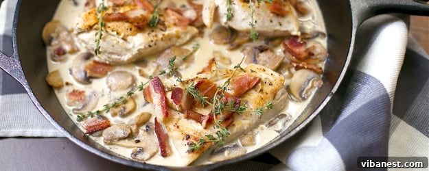 creamy skillet chicken bacon featured image