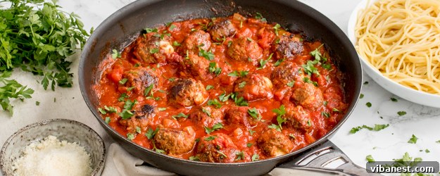 Delicious Mozzarella Stuffed Meatballs with Spaghetti