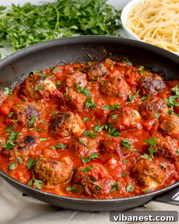 mozzarella-stuffed-meatballs-4.jpg One-pan cooking method for meatballs and rich tomato sauce