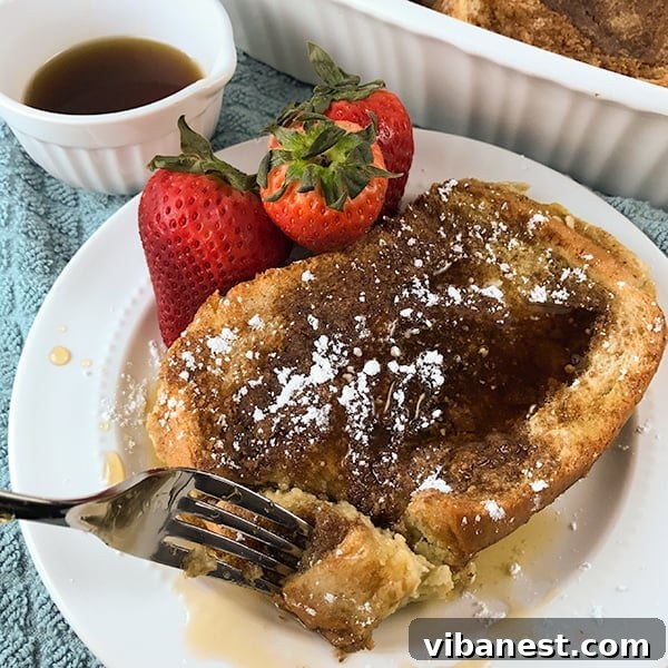 Detailed recipe card for Overnight Baked French Toast