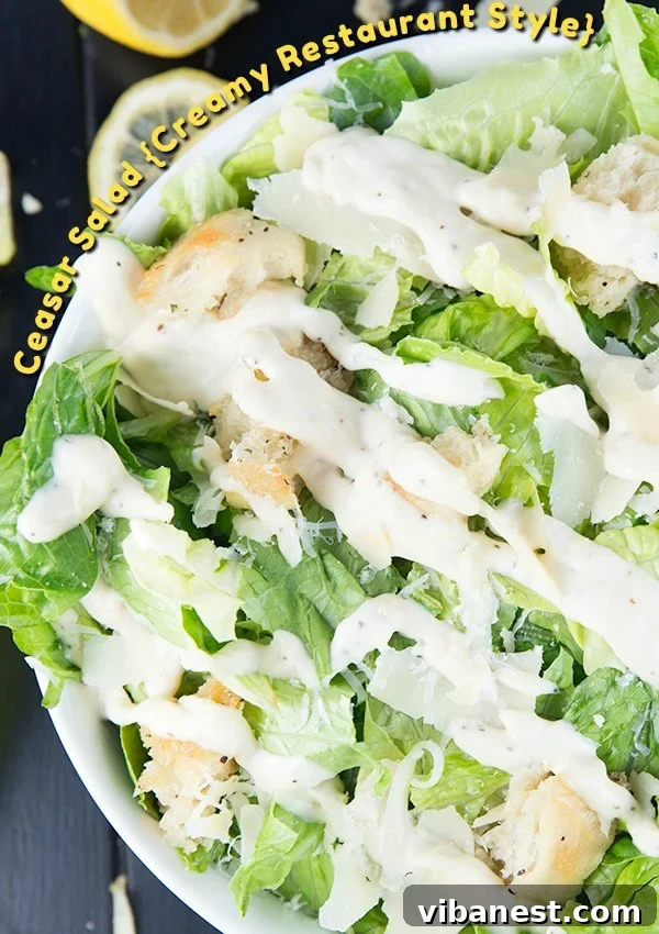 restaurant-style-caesar-salad.jpg Homemade Caesar Salad with creamy dressing and homemade croutons