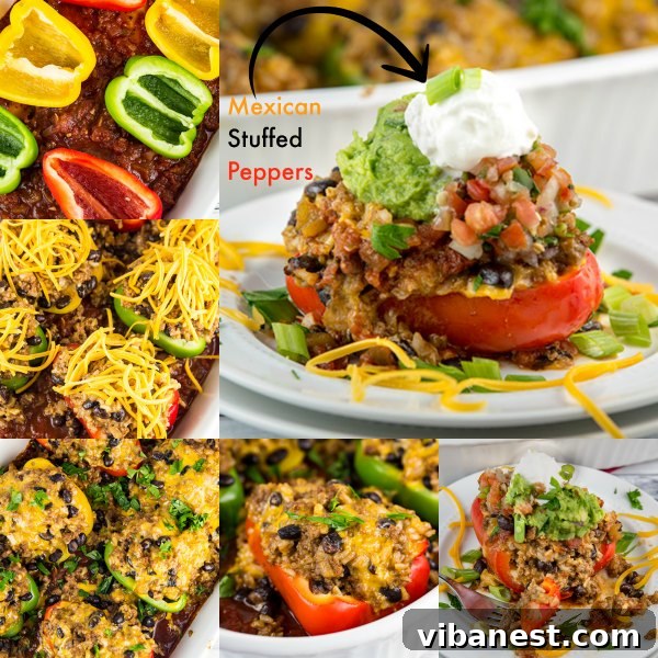 mexican-stuffed-peppers-5.jpg Baked Mexican Stuffed Peppers topped with melted cheese and fresh herbs