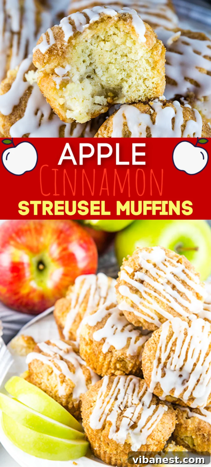 apple-cinnamon-streusel-muffins-pinterest.png Apple Cinnamon Streusel Muffins beautifully displayed for fall baking inspiration.