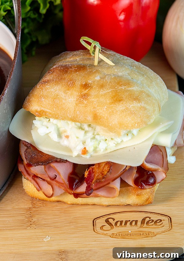Pig Skin Sub Sandwich Ingredients Ingredients for The Pig Skin sub sandwich, including ham and bacon