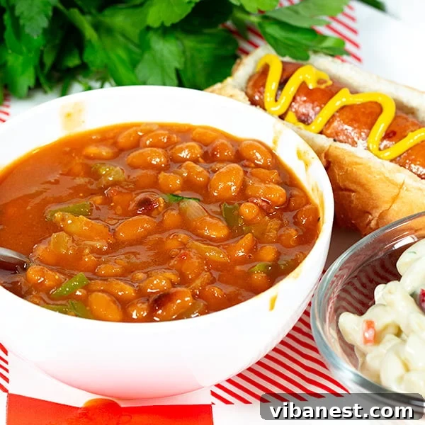 A bowl of Instant Pot baked beans