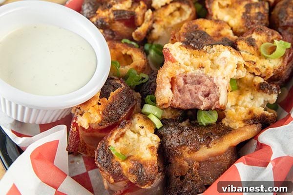 air-fryer-bacon-wrapped-kielbasa-bites-2.jpg Hand wrapping kielbasa with bacon, secured with a toothpick to form a cup