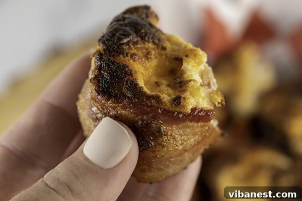 air-fryer-bacon-wrapped-kielbasa-bites-3.jpg Finished Air Fryer Bacon Wrapped Kielbasa Bites with crispy bacon and melted cheese