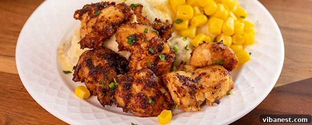 air-fryer-chicken-bites-served air fryer chicken bites {without breading} 1