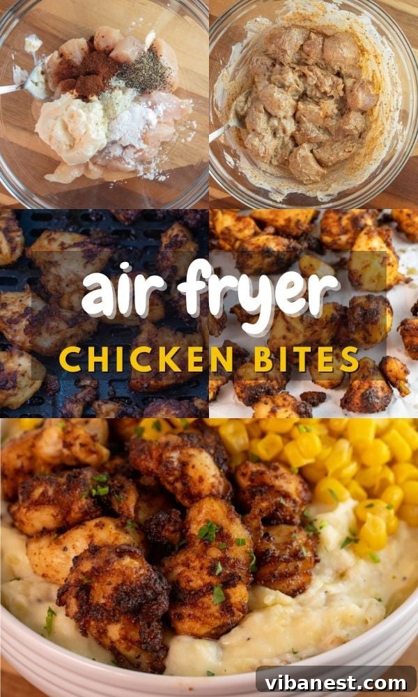close-up-chicken-bites air fryer chicken bites {without breading} 6