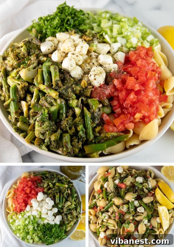roasted-vegetable-pasta-salad-6.jpg Close-up of roasted vegetable pasta salad with fresh herbs