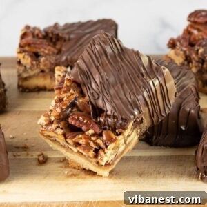 Pecan Pie Bars Dipped in Chocolate